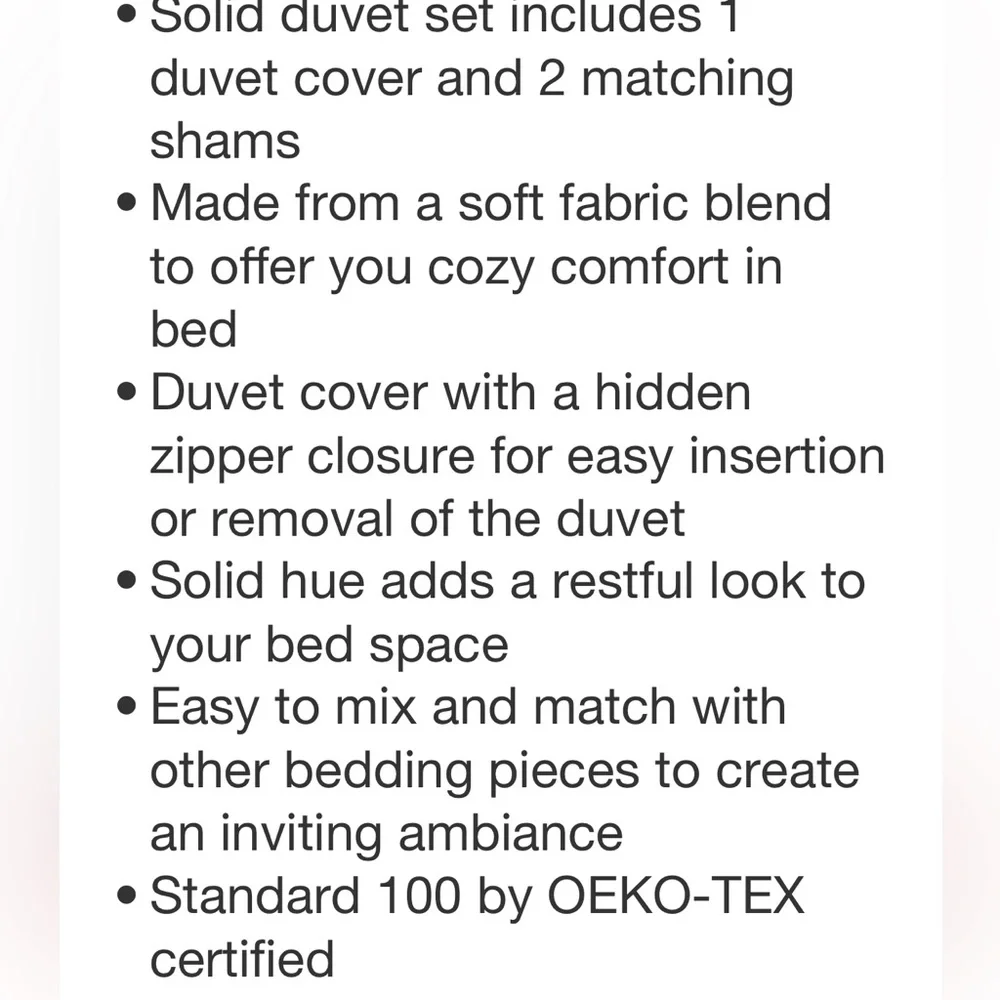 CASALUNA NWT 3pc cotton blend duvet & sham set -white -full/queen